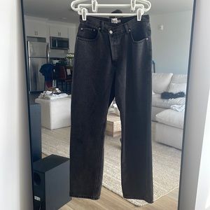 Princess Polly black asymmetric jeans size 4